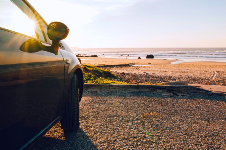 Group of friends on a road trip